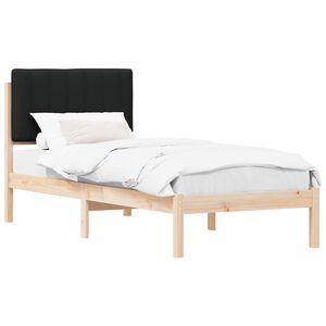 vidaXL Estructura de Cama con Cabecera Tapizada Negro 75 x 190 cm