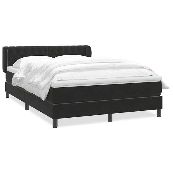 vidaXL Cama box spring con colch&oacute;n terciopelo negro 160x220 cm