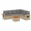 vidaXL Juego de sof&aacute;s jard&iacute;n con cojines beige mezcla 7 pzas rat&aacute;n PE