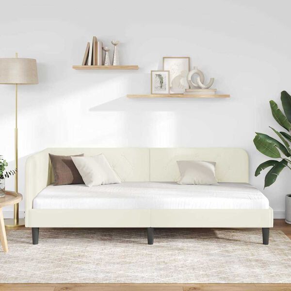 vidaXL Estructura de cama en esquina Crema 100 x 200 cm Terciopelo