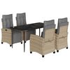 vidaXL Set comedor de jard&iacute;n 5 pzas con cojines rat&aacute;n sint&eacute;tico beige