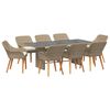 vidaXL Conjunto de Comedor de Jardín 9 pcs Beige ratán sintético