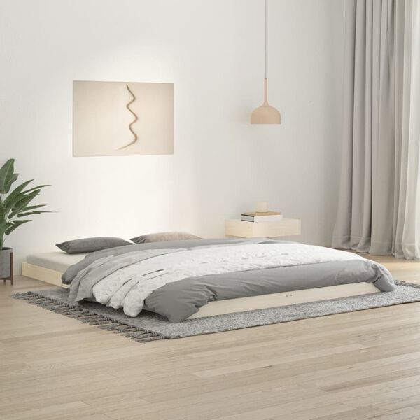 vidaXL Estructura de cama sin colch&oacute;n madera de pino blanca 150x200 cm