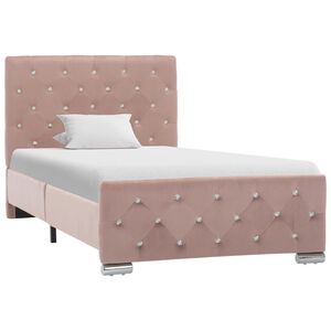 vidaXL Estructura de cama sin colch&oacute;n terciopelo rosa 90x200 cm