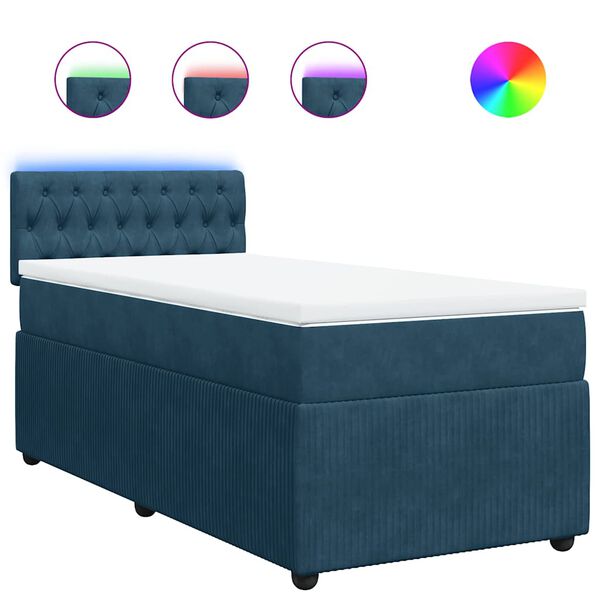 vidaXL Cama box spring con colch&oacute;n terciopelo azul 90x200 cm