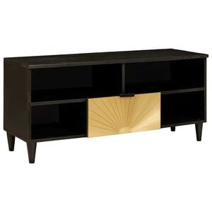 vidaXL Mueble de TV con cajón Negro y dorado 100 x 33 x 46 cm