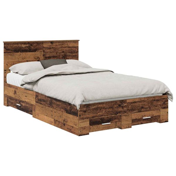 vidaXL Estructura de cama con cabecera Madera vieja 120 x 190 cm