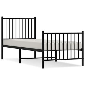 vidaXL Estructura cama sin colch&oacute;n con estribo metal negro 75x190 cm