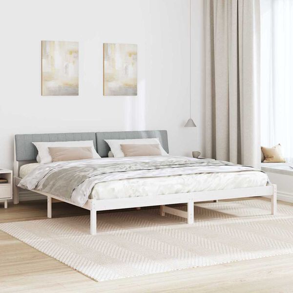 vidaXL Estructura de cama con cabecera y gris claro 200 x 200 cm