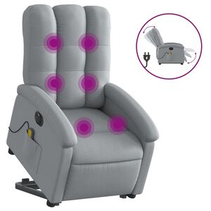 vidaXL Sill&oacute;n de masaje el&eacute;ctrico reclinable elevable tela gris claro