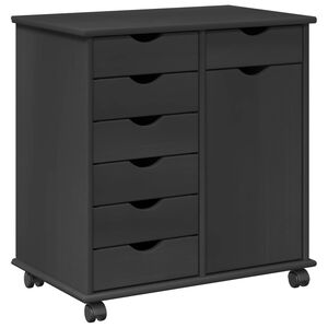 vidaXL Gabinete rodante 63,5 x 39 x 65,5 cm Madera de Pino Macizo Gris