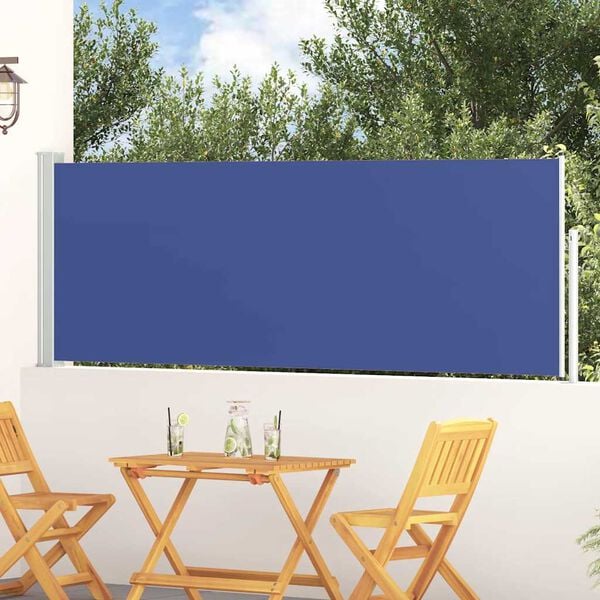 vidaXL Toldo lateral retr&aacute;ctil de jard&iacute;n azul 100x300 cm