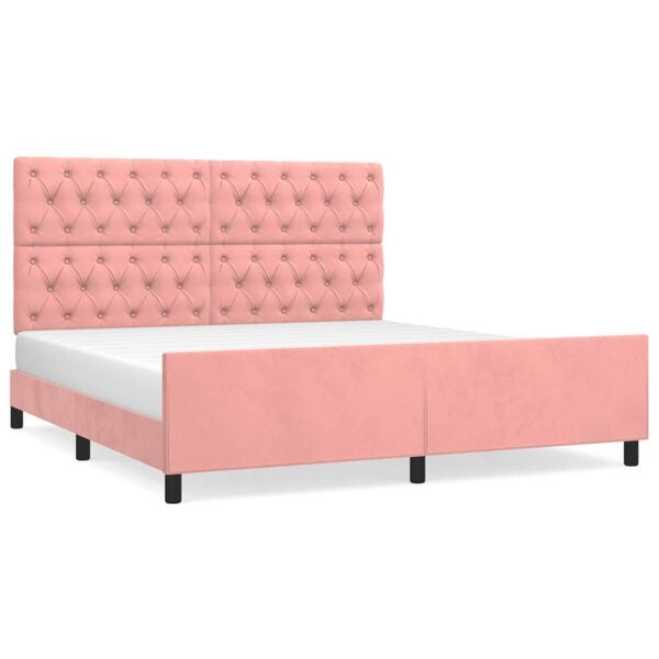 vidaXL Estructura de cama sin colch&oacute;n terciopelo rosa 160x200 cm
