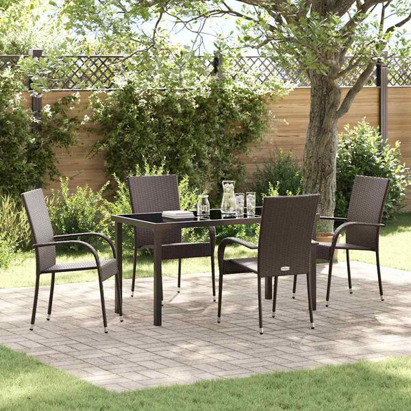 vidaXL Conjunto de Comedor de Jard&iacute;n 5 pcs Marr&oacute;n