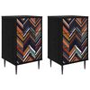 vidaXL Mesa de noche OMMEN 2 uds. Roble Negro 36 x 33 x 61 cm