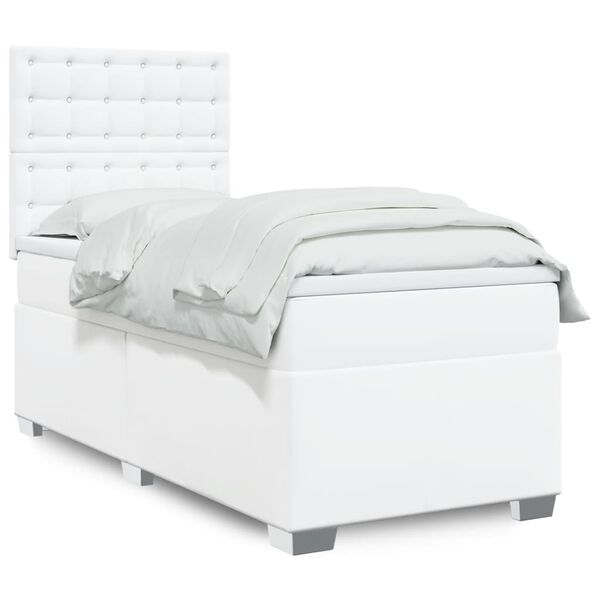 vidaXL Cama box spring con colch&oacute;n cuero sint&eacute;tico blanco 90x190 cm