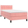 vidaXL Cama box spring colch&oacute;n y LED terciopelo rosa 90x190 cm