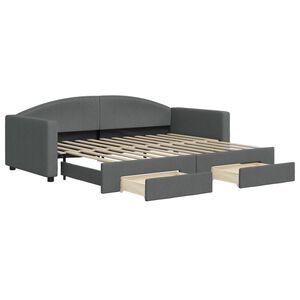 vidaXL Sof&aacute; cama nido con cajones tela gris oscuro 90x200 cm