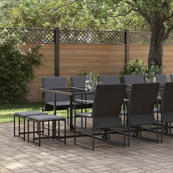 vidaXL Conjunto de Comedor de Jard&iacute;n 17 pcs Negro Acero