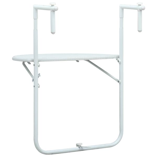 vidaXL Mesa balcón colgante plástico aspecto ratán blanco 60x64x83,5cm