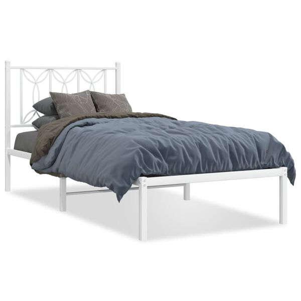 vidaXL Estructura cama sin colch&oacute;n con cabecero metal blanco 75x190 cm