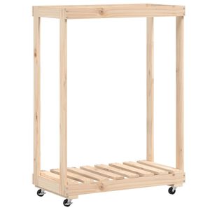 vidaXL Le&ntilde;ero con ruedas madera maciza de pino 76,5x40x108 cm