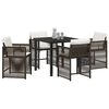 vidaXL Conjunto de Comedor de Jard&iacute;n 5 pcs Marr&oacute;n rat&aacute;n sint&eacute;tico