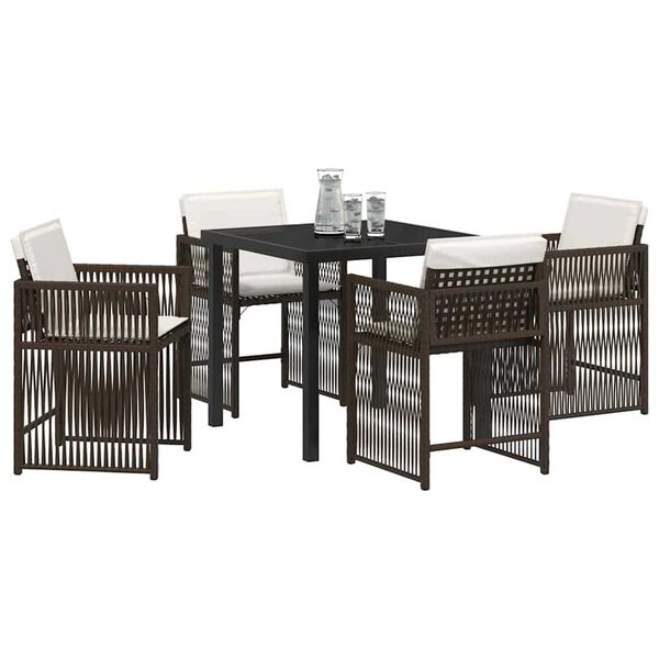 vidaXL Conjunto de Comedor de Jard&iacute;n 5 pcs Marr&oacute;n rat&aacute;n sint&eacute;tico
