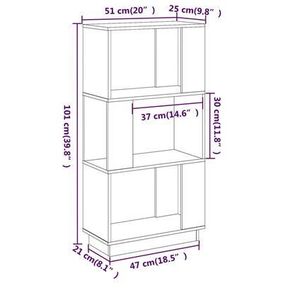 vidaXL Estantería/divisor de espacios madera pino blanco 51x25x101 cm