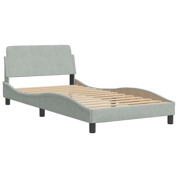 vidaXL Estructura de cama sin colch&oacute;n Hanko terciopelo gris claro 100x200 cm