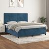 vidaXL Cama box spring con colch&oacute;n terciopelo azul oscuro 160x200 cm
