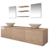 vidaXL Conjunto de muebles de ba&ntilde;o y lavabo 8 piezas beige