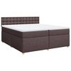vidaXL Cama box spring con colch&oacute;n tela marr&oacute;n oscuro 200x200 cm