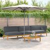 vidaXL Juego de Sof&aacute; con coj&iacute;n 4 pcs Antracita Madera de Acacia S&oacute;lida