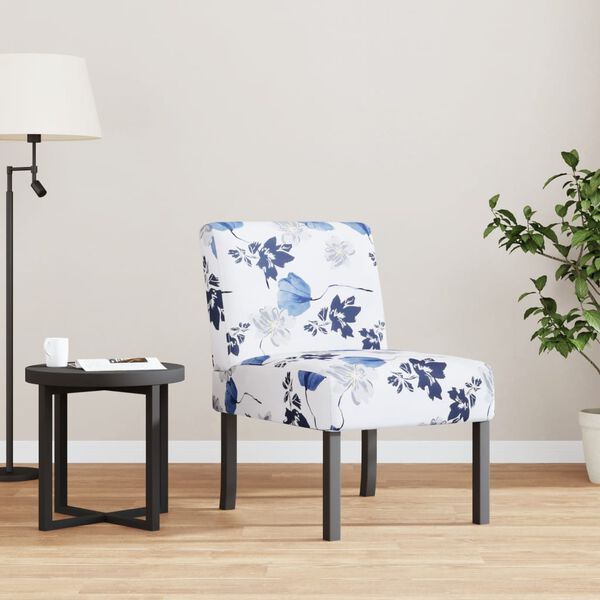 vidaXL Silla tapizada de tela con estampado de flores azul