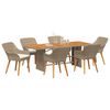 vidaXL Conjunto de Comedor de Jard&iacute;n 7 pcs Beige rat&aacute;n sint&eacute;tico