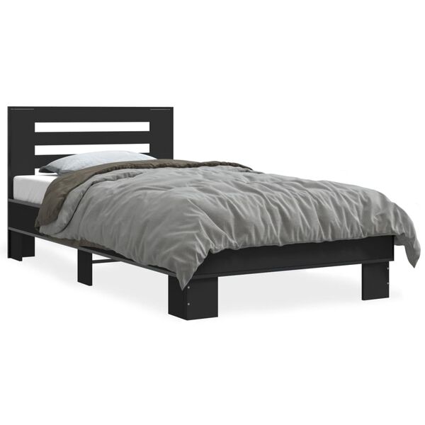 vidaXL Estructura de cama madera ingenier&iacute;a y metal negro 100x200 cm