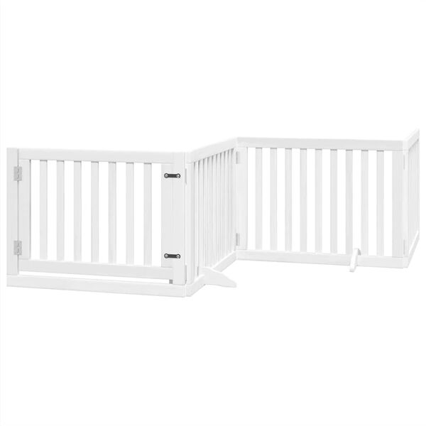vidaXL Puerta de perros plegable 6 paneles madera &aacute;lamo blanca 480 cm