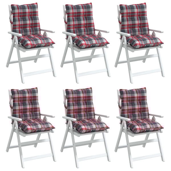 vidaXL Cojines para silla respaldo bajo 6 uds tela Oxford cuadros rojo