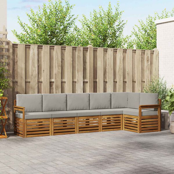 vidaXL Juegos de sof&aacute;s con coj&iacute;n 6 pcs Gris Natural y Claro