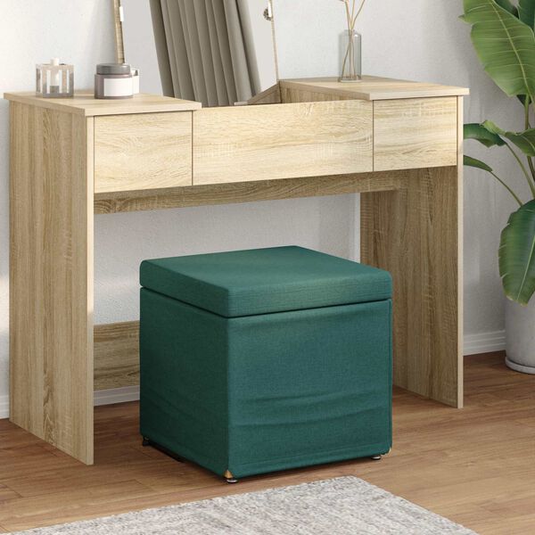 vidaXL Taburete Verde oscuro 41 x 41 x 40 cm Tela y Madera Ingenier&iacute;a