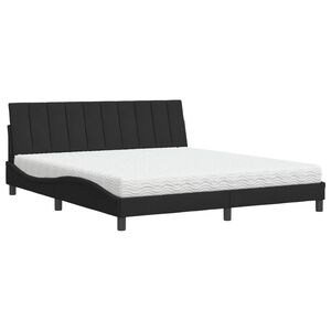vidaXL Cama con colch&oacute;n Hanko terciopelo negro 180x200 cm