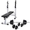 vidaXL Banco de entrenamiento con soporte de pesas y mancuernas 60,5kg