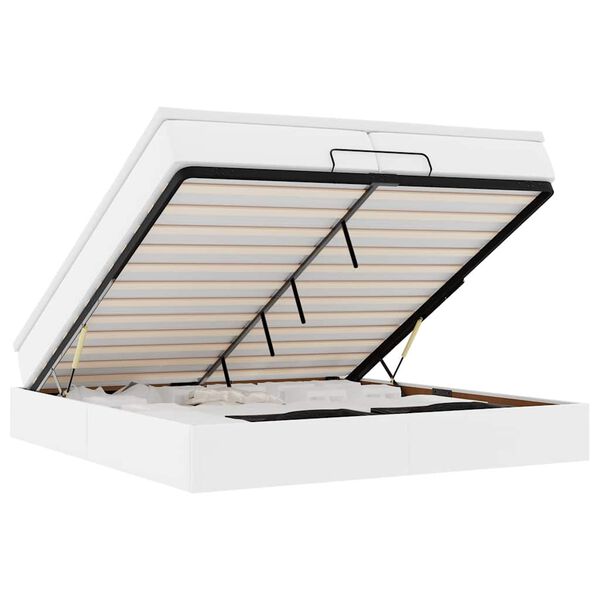 vidaXL Estructura cama otomana colchones cuero sint&eacute;tico blanco