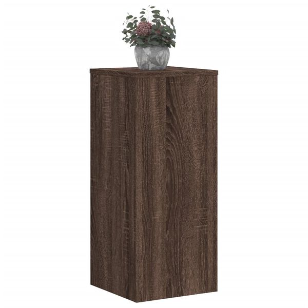 vidaXL Soportes de plantas 2 uds madera marr&oacute;n roble 30x30x70 cm