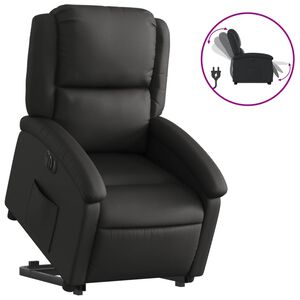 vidaXL Sillón reclinable eléctrico elevable cuero auténtico negro