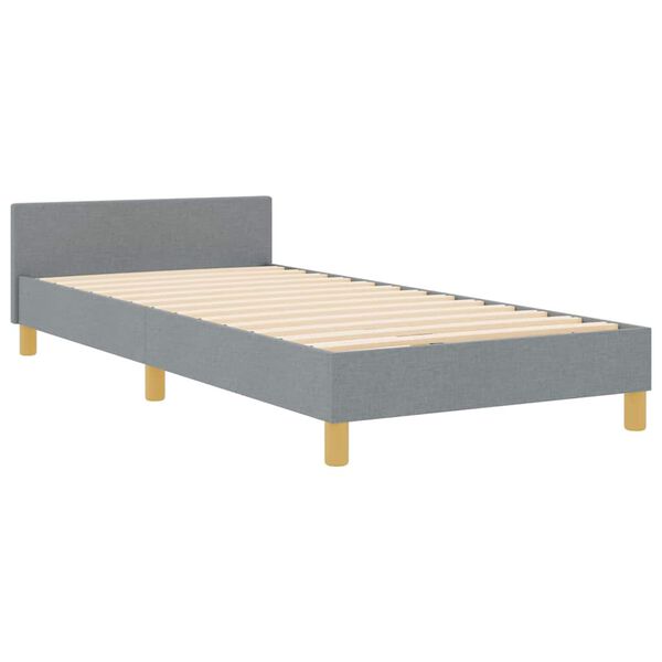 vidaXL Estructura de cama con cabecera Gris claro 90 x 200 cm tela