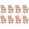 vidaXL Sillas plegables (8 unidades) de madera maciza de eucalipto.