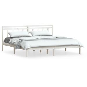 vidaXL Estructura cama de madera maciza blanca super king 180x200 cm