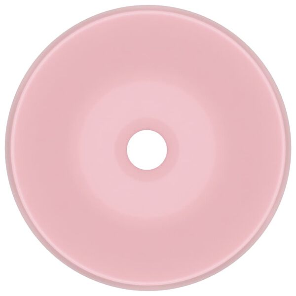 vidaXL Lavabo de lujo redondo cer&aacute;mica rosa mate 40x15 cm